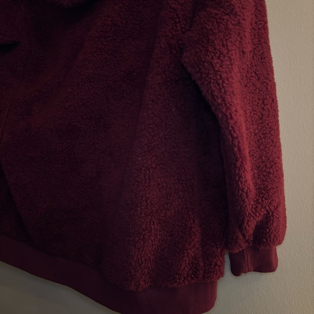 Caissip Womenβs Sherpa Full-Zip Jacket β Burgundy & White Size XXL - Picture 13 of 13